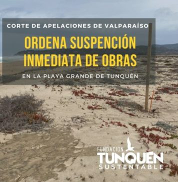 Corte de Apelaciones de Valparaíso ordena suspensión inmediata de obras en playa grande de Tunquén