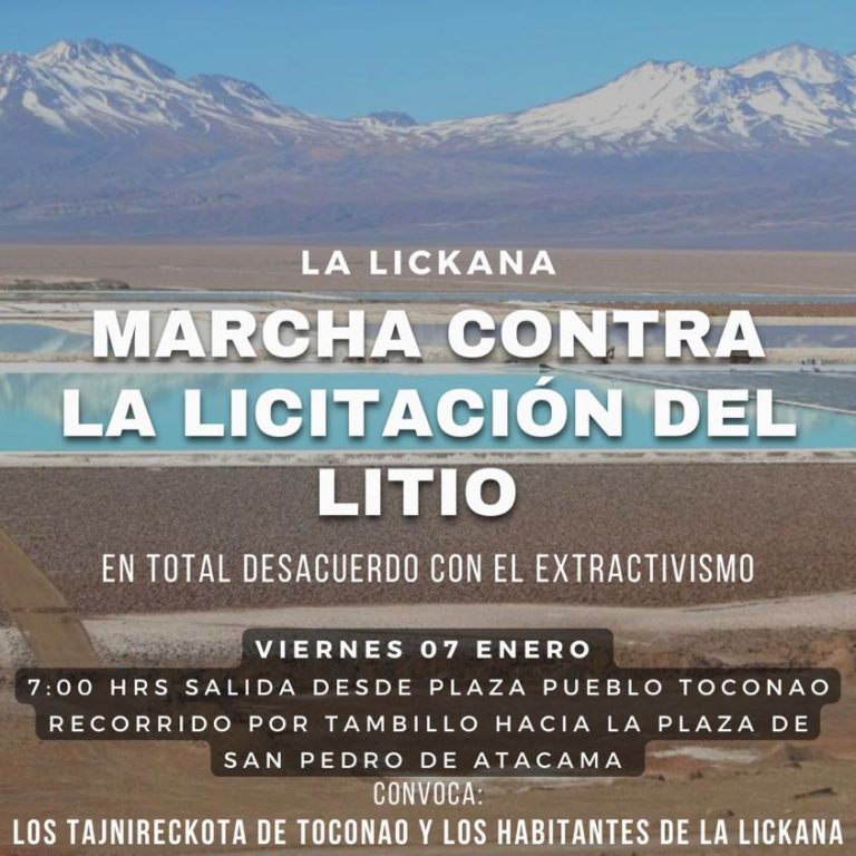 AHORA, Marcha contra la licitación del litio, desde Toconao a San Pedro