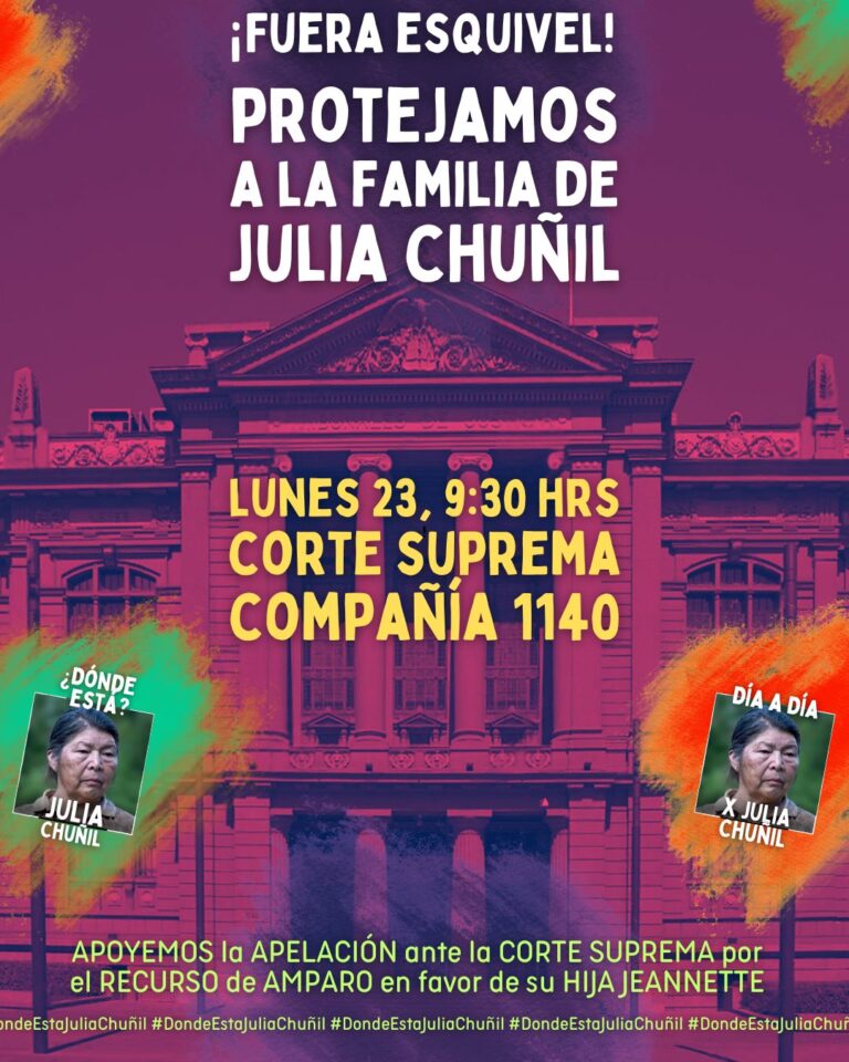 Familia de Julia Chuñil llega a la Corte Suprema: denuncian intimidación y violaciones a derechos humanos